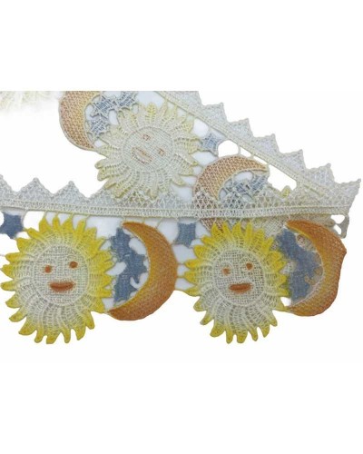 Merletto Macramè Smerlato Bianco Latte Sole Luna Stelle Alto 95 Mm