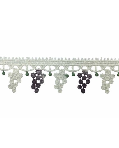 Merletto Macramè Bianco Latte Punta Uva Viola Alto 4 Cm