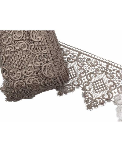 Passamaneria Pizzo Macramè Smerlato 14 cm Ricamo Medaglione Ghirigoro per Cucito e Decorazioni