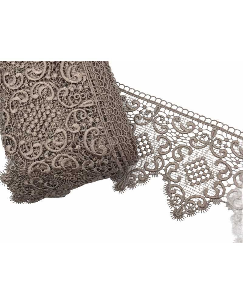 Passamaneria Pizzo Macramè Smerlato 14 cm Ricamo Medaglione Ghirigoro per Cucito e Decorazioni