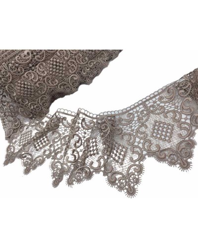 Passamaneria Pizzo Macramè Smerlato 14 cm Ricamo Medaglione Ghirigoro per Cucito e Decorazioni