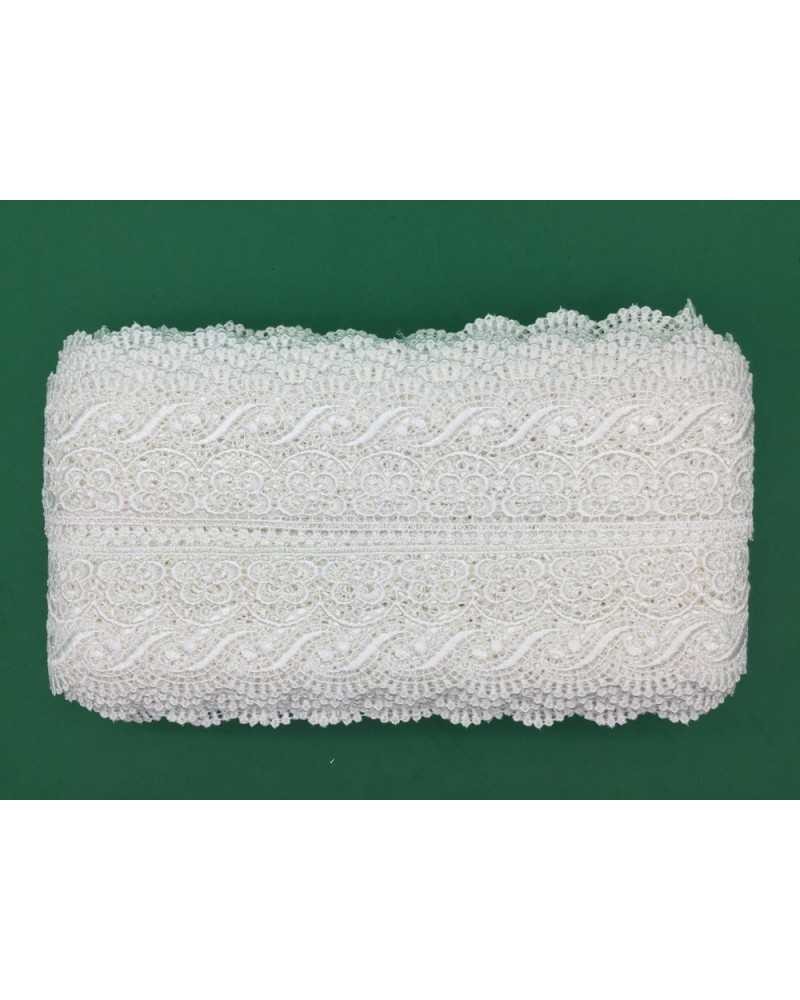 19,30 Mt Merletto Pizzo Macramè Smerlo Punta Fiore Onda Alto 6 Cm