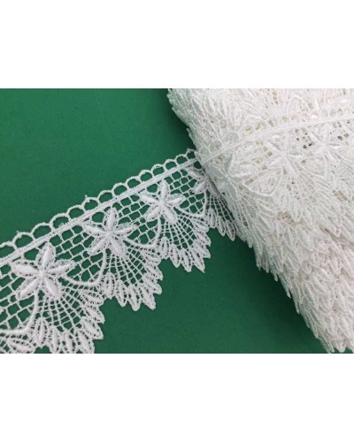 19,30 Mt Merletto Pizzo Macramè Punta Stella Fiore Alto 5 Cm