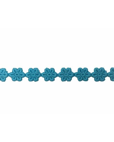 Passamaneria Merletto Macramè Fiorellini Ritagliabili Turchese Alto 12 Mm