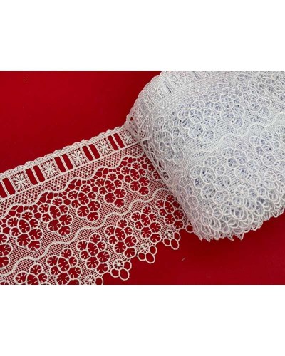 Passamaneria Macramè Merletto Bianco Pizzo Punta Passanastro Fiore Alto 13 Cm