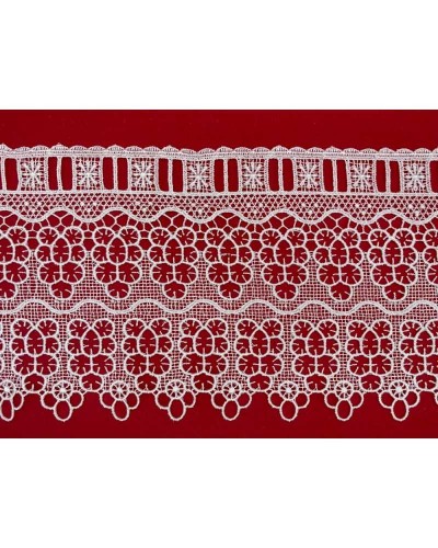 Passamaneria Macramè Merletto Bianco Pizzo Punta Passanastro Fiore Alto 13 Cm