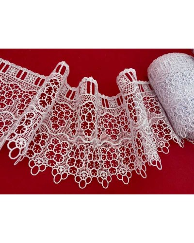 Passamaneria Macramè Merletto Bianco Pizzo Punta Passanastro Fiore Alto 13 Cm