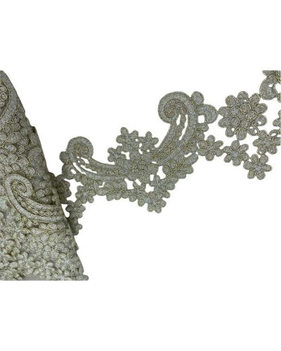 50 Cm Passamaneria Macramè Pizzo Bordo Smerlato Ritagliabile Bianco Oro Lurex Alto 8 Cm