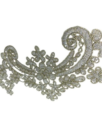 50 Cm Passamaneria Macramè Pizzo Bordo Smerlato Ritagliabile Bianco Oro Lurex Alto 8 Cm