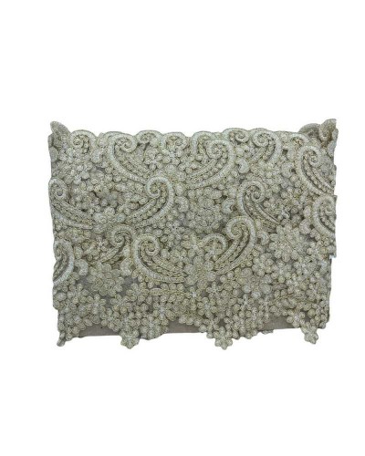 50 Cm Passamaneria Macramè Pizzo Bordo Smerlato Ritagliabile Bianco Oro Lurex Alto 8 Cm