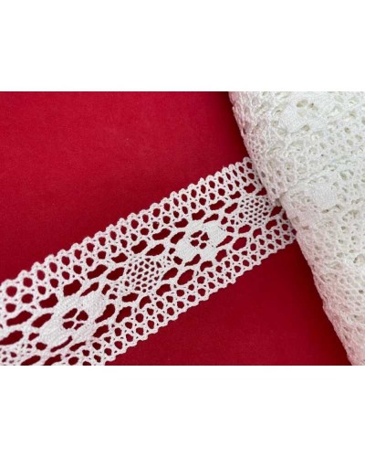 Passamaneria Merletto Cotone Tramezzo Bordo Tipo Uncinetto Fiore Alto 5 Cm
