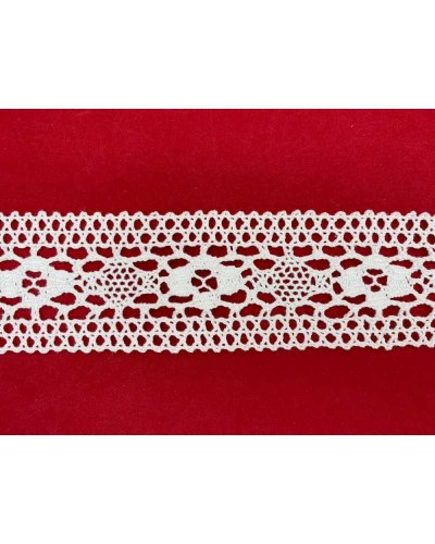 Passamaneria Merletto Cotone Tramezzo Bordo Tipo Uncinetto Fiore Alto 5 Cm