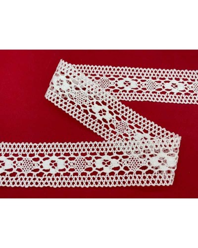 Passamaneria Merletto Cotone Tramezzo Bordo Tipo Uncinetto Fiore Alto 5 Cm