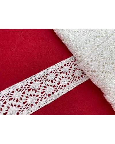 Passamaneria Merletto Cotone Tramezzo Bordo Tipo Uncinetto Alto 4,5 Cm