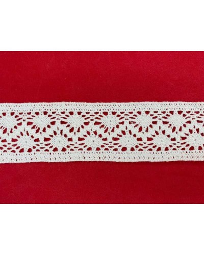 Passamaneria Merletto Cotone Tramezzo Bordo Tipo Uncinetto Alto 4,5 Cm