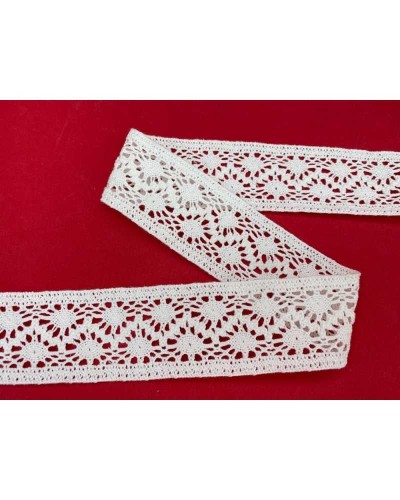 Passamaneria Merletto Cotone Tramezzo Bordo Tipo Uncinetto Alto 4,5 Cm