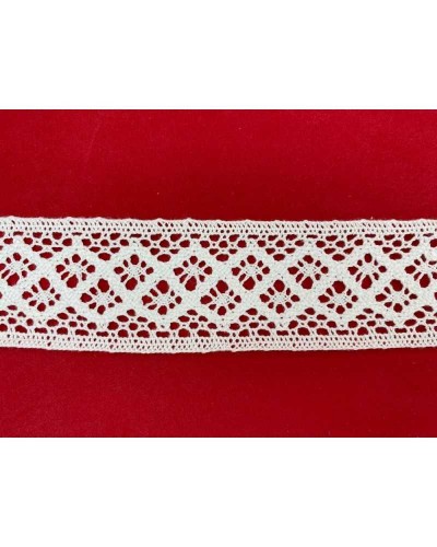Passamaneria FS Merletto Cotone Tramezzo Bordo Tipo Uncinetto Rombo Alto 4 Cm