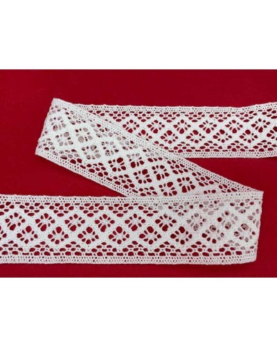 Passamaneria FS Merletto Cotone Tramezzo Bordo Tipo Uncinetto Rombo Alto 4 Cm
