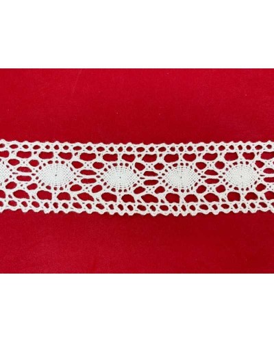 Passamaneria Merletto Cotone Tramezzo Bordo Tipo Uncinetto Disegno Ovale 4 Cm