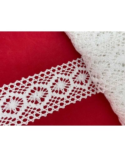 Passamaneria Merletto Cotone Tramezzo Bordo Tipo Uncinetto Disegno Ovale Traforato 4,5 Cm