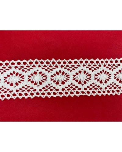 Passamaneria Merletto Cotone Tramezzo Bordo Tipo Uncinetto Disegno Ovale Traforato 4,5 Cm