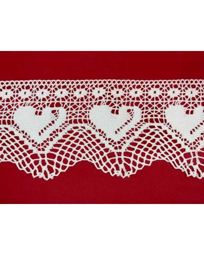 Passamaneria Merletto Cotone Punta Bordo Tipo Uncinetto Cuore Alto 12 Cm