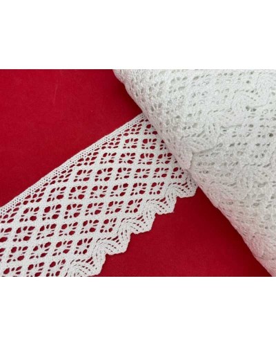 Passamaneria Merletto Cotone Punta Bordo Tipo Uncinetto Rombo Alto 7 Cm