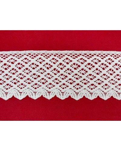 Passamaneria Merletto Cotone Punta Bordo Tipo Uncinetto Rombo Alto 7 Cm