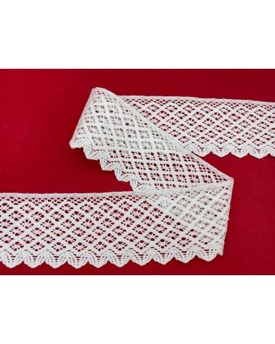 Passamaneria Merletto Cotone Punta Bordo Tipo Uncinetto Rombo Alto 7 Cm