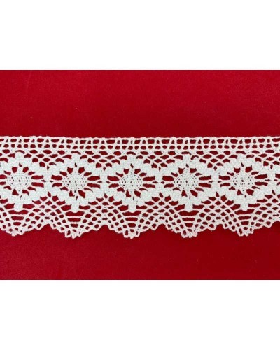 Passamaneria Merletto Cotone Punta Media Tipo Uncinetto Disegno Ovale Traforato 5 Cm