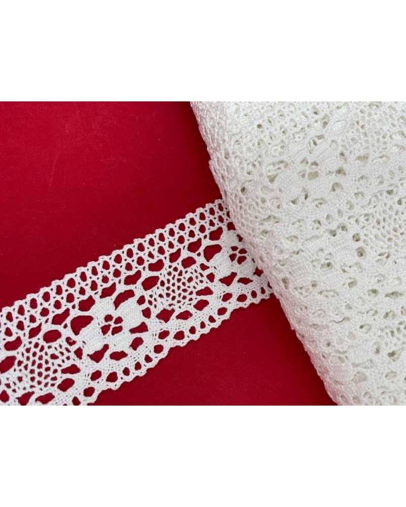 Passamaneria Merletto Cotone Punta Bordo Tipo Uncinetto Fiore Alto 5 Cm