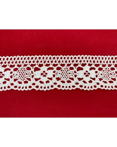 Passamaneria Merletto Cotone Punta Bordo Tipo Uncinetto Fiore Alto 5 Cm