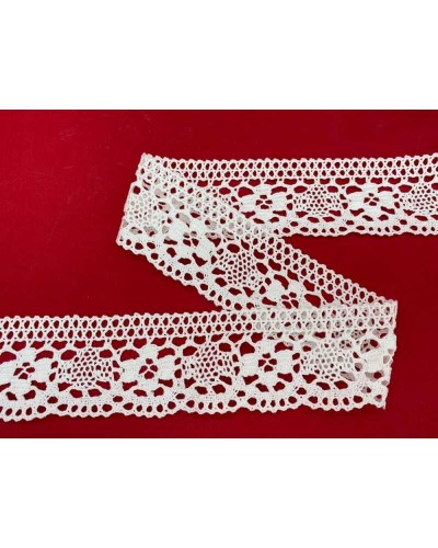 Passamaneria Merletto Cotone Punta Bordo Tipo Uncinetto Fiore Alto 5 Cm