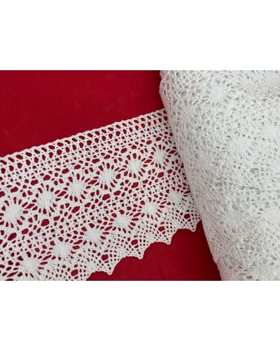 Passamaneria Merletto Cotone Punta Alta Tipo Uncinetto Disegno Ovale Traforato 14 Cm