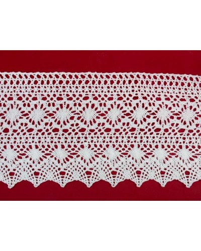 Passamaneria Merletto Cotone Punta Alta Tipo Uncinetto Disegno Ovale Traforato 14 Cm