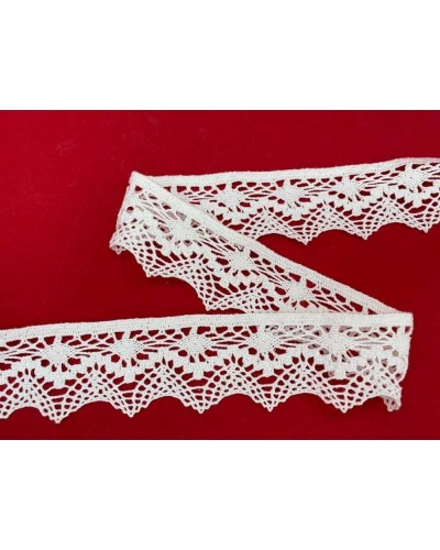 Passamaneria Merletto Cotone Punta Media Bordo Tipo Uncinetto Alto 4 Cm