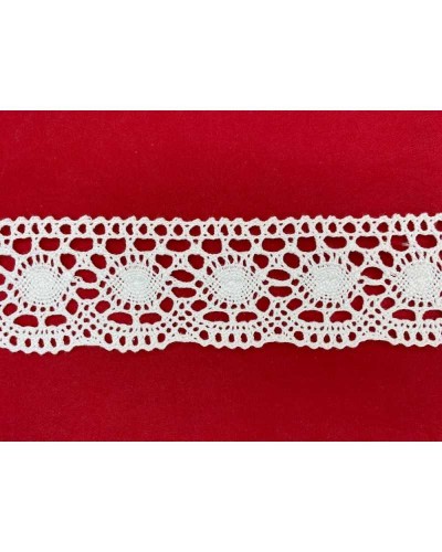 Passamaneria Merletto Cotone Punta Media Tipo Uncinetto Disegno Ovale Traforato 4 Cm