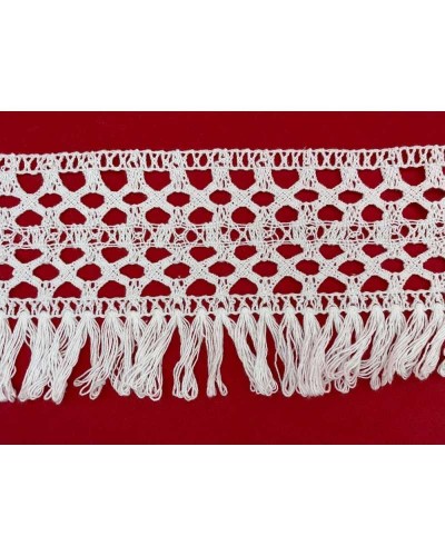 Passamaneria Merletto Cotone Frangia Alta Bordo Tipo Uncinetto Disegno Fiore Alto 10 Cm