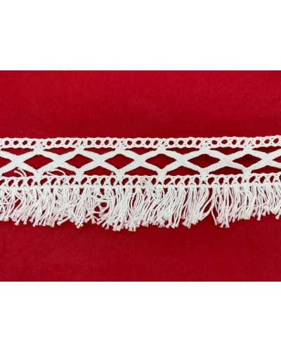 Passamaneria Merletto Cotone Frangia Media Bordo Tipo Uncinetto Disegno Rombo Alto 4,5 Cm