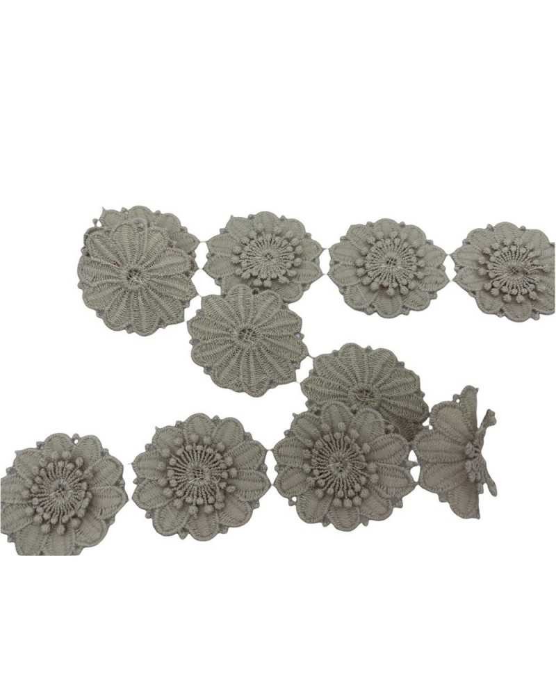 50 Cm Passamaneria Pizzo Macramè Merletto 9 Pz Fiori Rialzati Ritagliabile Alto 5 Cm