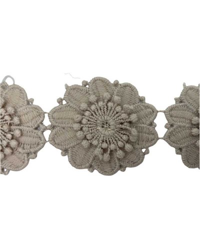 50 Cm Passamaneria Pizzo Macramè Merletto 9 Pz Fiori Rialzati Ritagliabile Alto 5 Cm