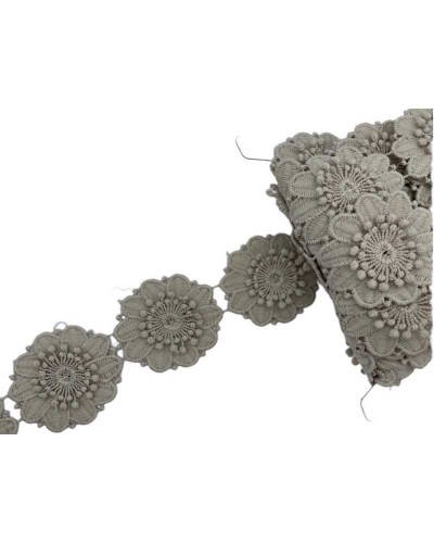 50 Cm Passamaneria Pizzo Macramè Merletto 9 Pz Fiori Rialzati Ritagliabile Alto 5 Cm