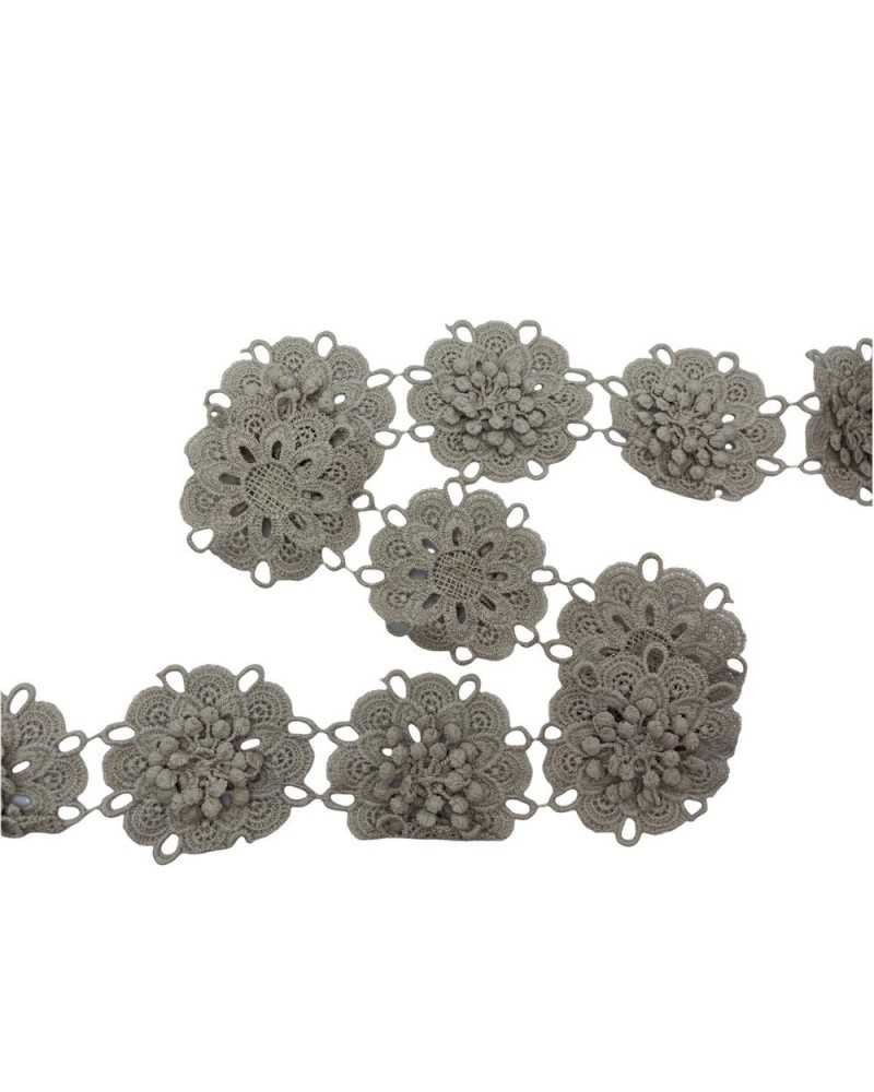 50 Cm Passamaneria Pizzo Macramè Merletto 7 Fiori Rialzato Ritagliabile Alto 65 Mm
