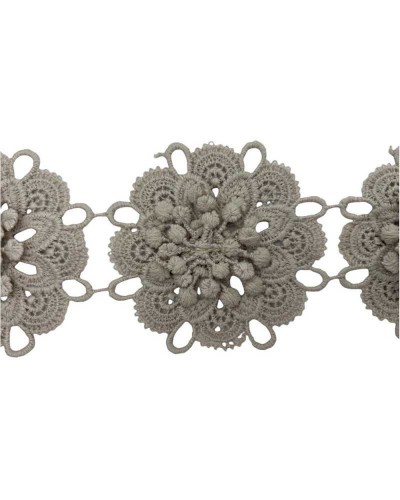 50 Cm Passamaneria Pizzo Macramè Merletto 7 Fiori Rialzato Ritagliabile Alto 65 Mm