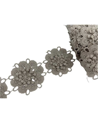 50 Cm Passamaneria Pizzo Macramè Merletto 7 Fiori Rialzato Ritagliabile Alto 65 Mm