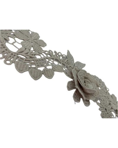 50 Cm Passamaneria Pizzo Macramè Merletto Disegno Rosa Fiore Rialzato Alto 7 Cm