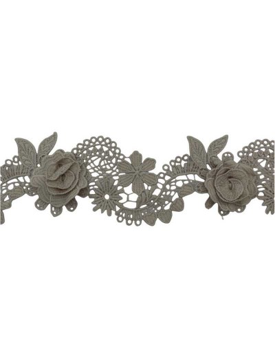50 Cm Passamaneria Pizzo Macramè Merletto Disegno Rosa Fiore Rialzato Alto 7 Cm
