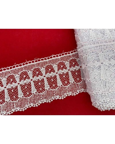 Passamaneria Pizzo Bianco Merletto Macramè Croce Sacro Chiesa Alto 9,5 Cm