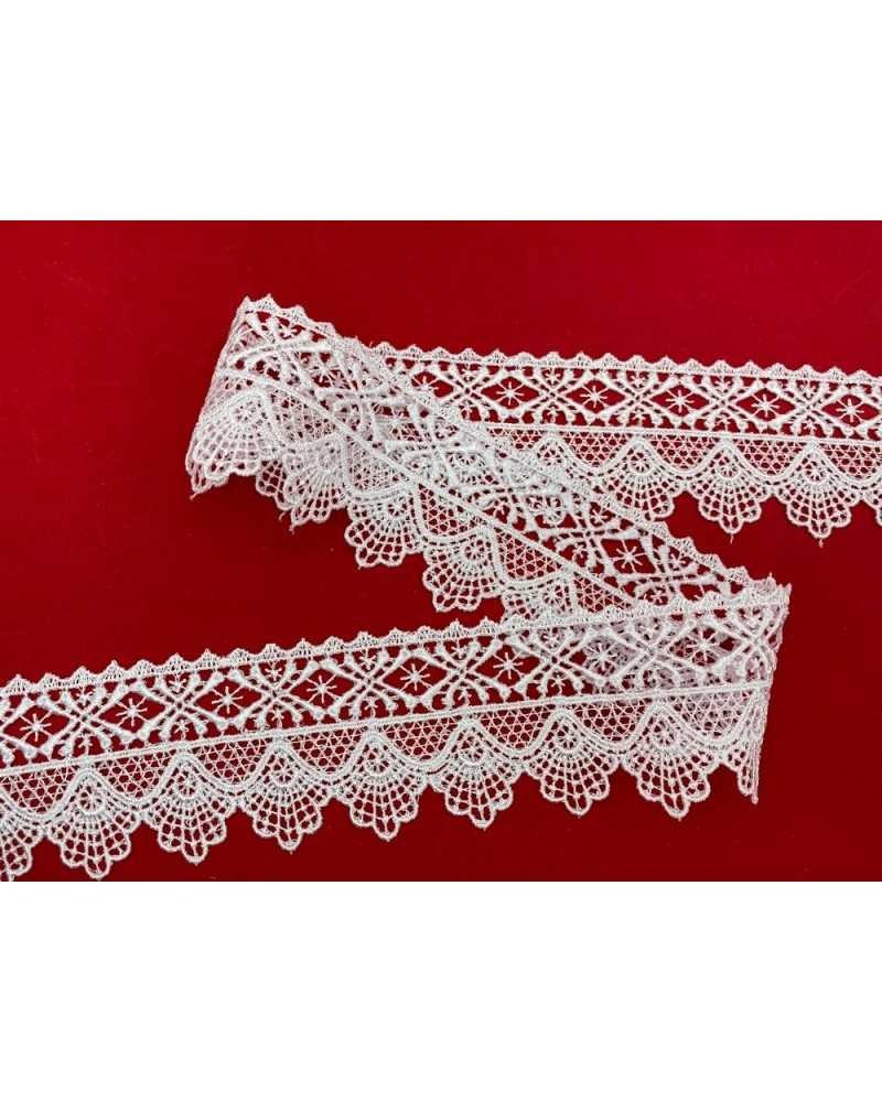 Passamaneria Pizzo Macramè Merletto Rombo Stella Punta Smerlato Alto 55 Mm