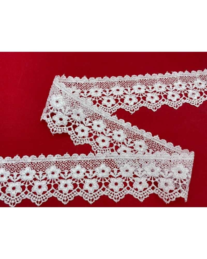 Passamaneria Pizzo Macramè Merletto Lucido Fiorellino Punta Smerlato Alto 55 Mm